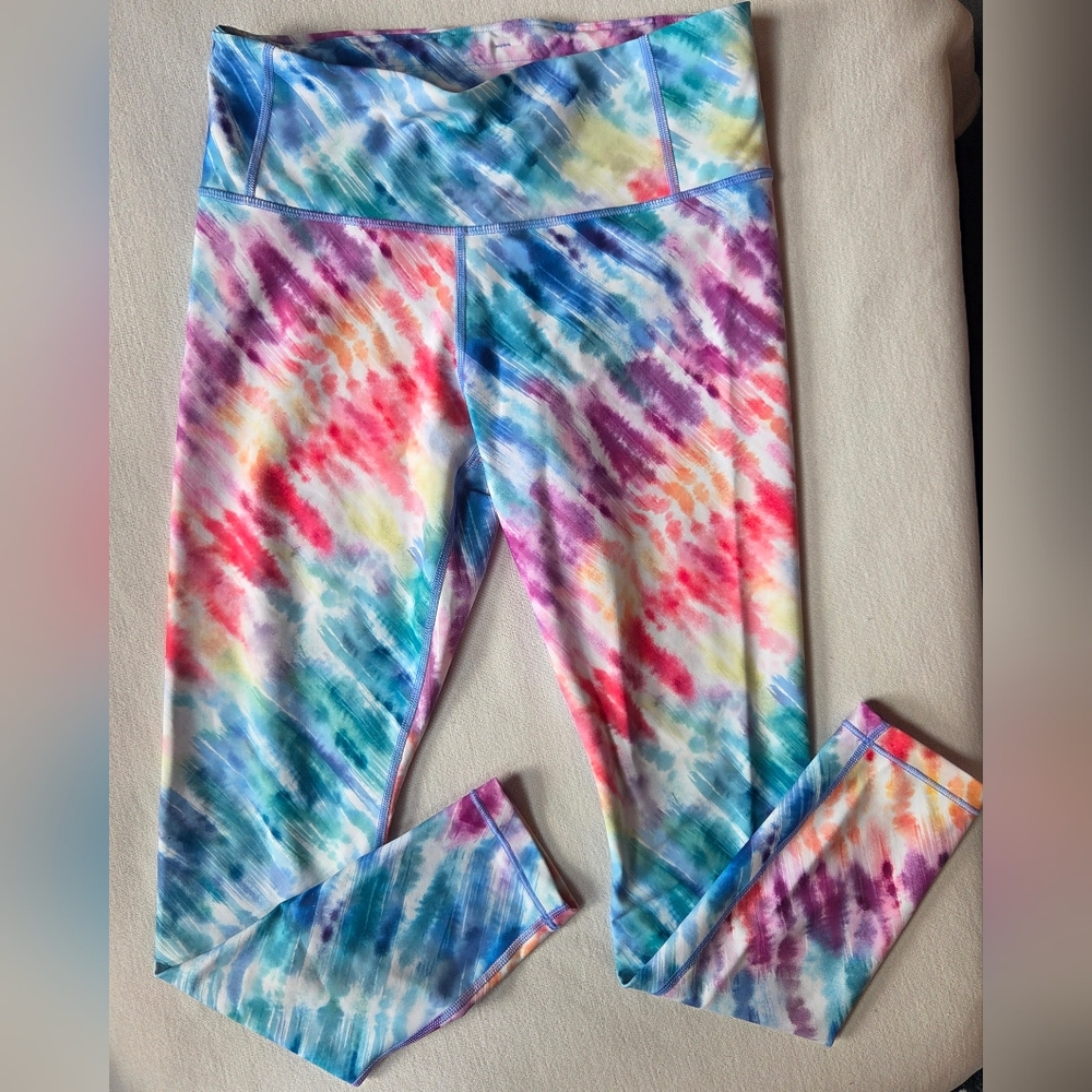 Athleta Rainbow Tie-Dye Pattern 7/8 Leggings Size Small